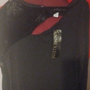 Anne Klein Black and Red Long Sleeve Dress